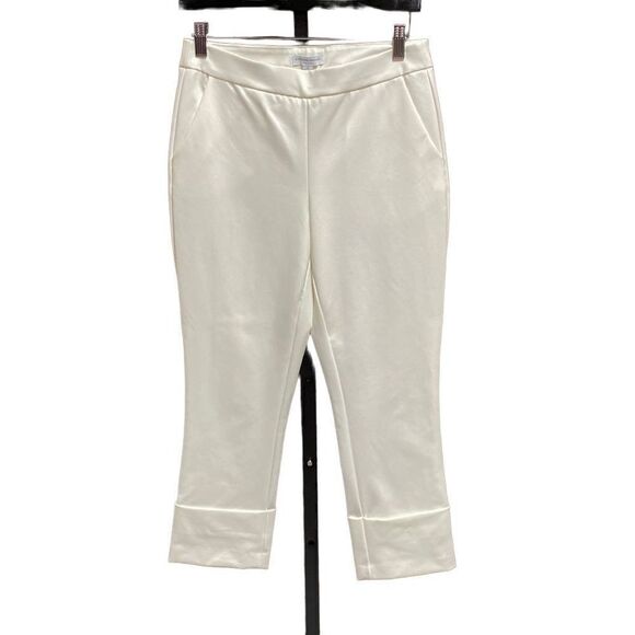 Katherine Barclay Cream Cuffed Crop Pants Size 6 NWOT - Picture 1 of 6